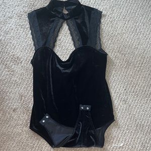 Black velvet body suit